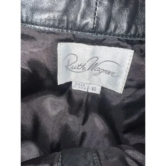 Vintage Ruth Wagner Leather Pants Straight Leg Tapered New Wave Retro Size 6 1C - Picture 9 of 12